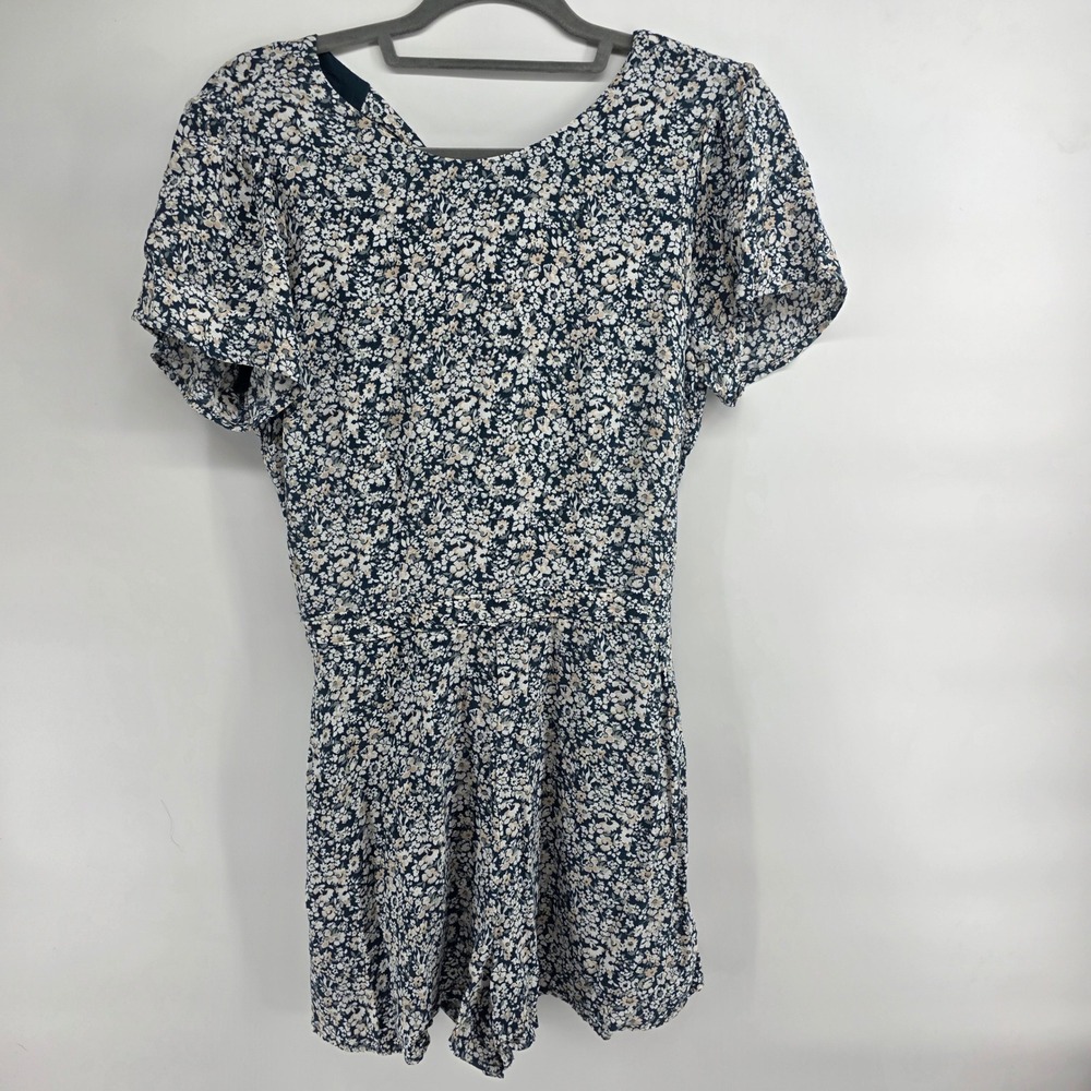 Floral‎ Print Backless Romper Shortsleeve Tie Back Small boho cottagecore